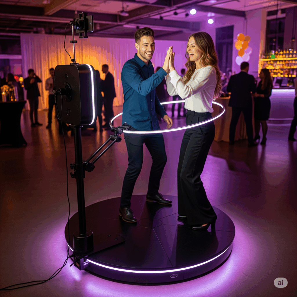 fotobudka 360 para na podeście fotobudki